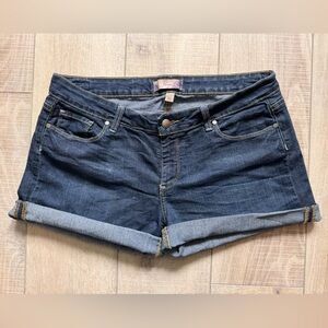 PAIGE Dark Blue Cuffed Denim Jean Shorts
